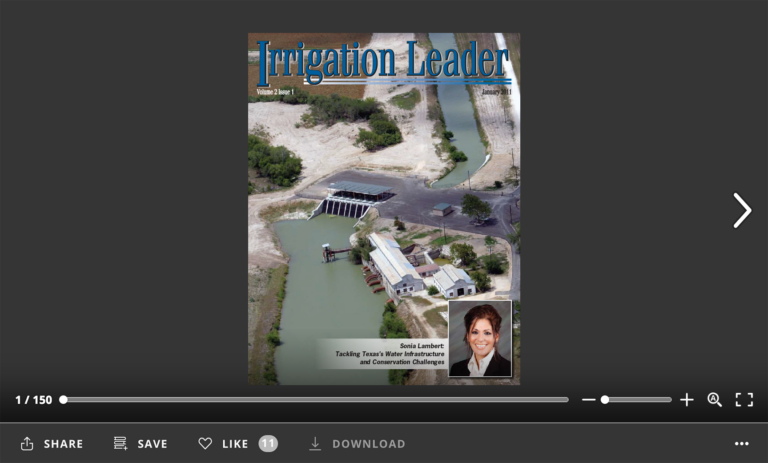 Screenshot of flipbook PDF reader for Irrigation Leader January 2011
