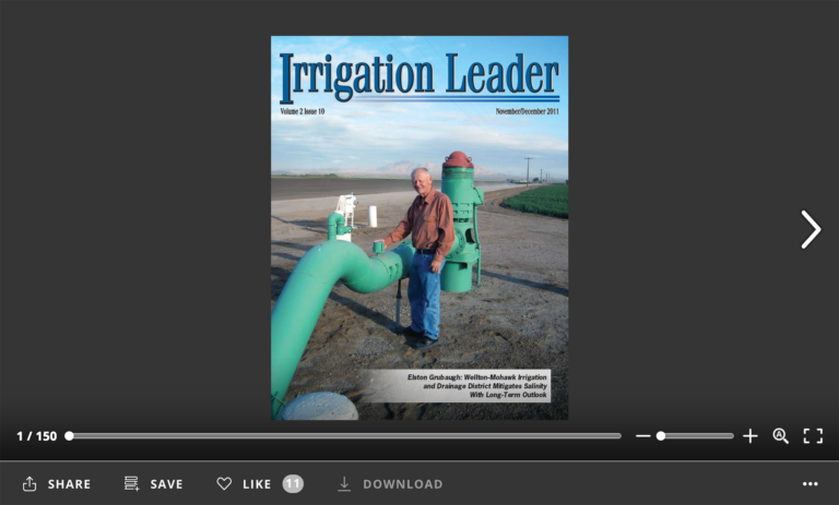 Screenshot of flipbook PDF reader for Irrigation Leader November/December 2011