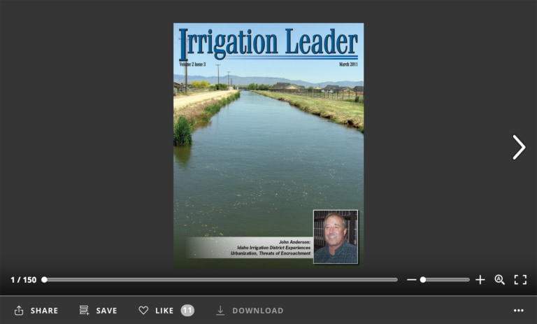 Screenshot of flipbook PDF reader for Irrigation Leader March 2011