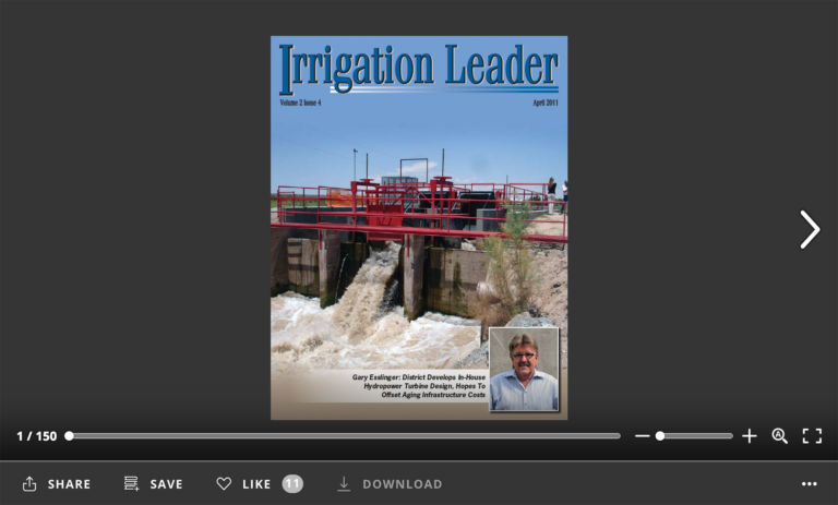 Screenshot of flipbook PDF reader for Irrigation Leader April 2011
