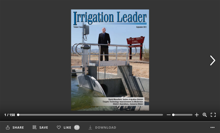 Screenshot of flipbook PDF reader for Irrigation Leader September 2011