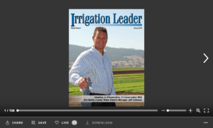Screenshot of flipbook PDF reader for Irrigation Leader January 2014