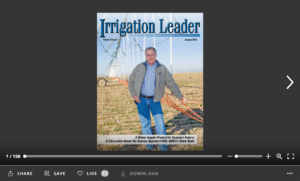 Screenshot of flipbook PDF reader for Irrigation Leader January 2015