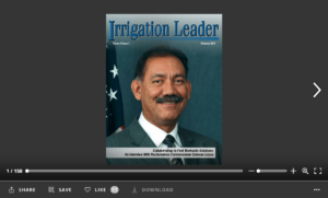 Screenshot of flipbook PDF reader for Irrigation Leader February 2015