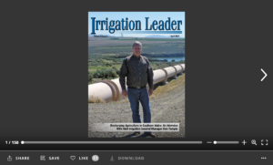 Screenshot of flipbook PDF reader for Irrigation Leader April 2015