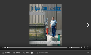 Screenshot of flipbook PDF reader for Irrigation Leader June 2015