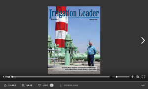 Screenshot of flipbook PDF reader for Irrigation Leader July/August 2015