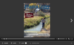 Screenshot of flipbook PDF reader for Irrigation Leader October 2015