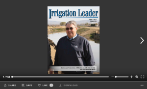 Screenshot of flipbook PDF reader for Irrigation Leader February 2016