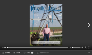 Screenshot of flipbook PDF reader for Irrigation Leader April 2016