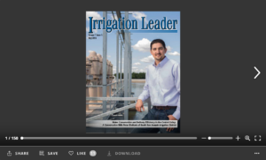 Screenshot of flipbook PDF reader for Irrigation Leader May 2016