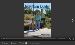 Screenshot of flipbook PDF reader for Irrigation Leader July/August 2016