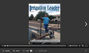 Screenshot of flipbook PDF reader for Irrigation Leader October 2016