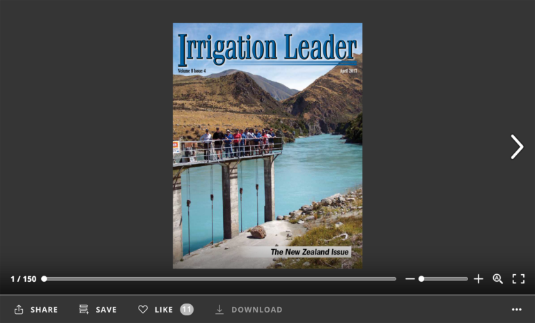 Screenshot of flipbook PDF reader for Irrigation Leader April 2017