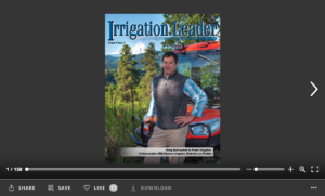 Screenshot of flipbook PDF reader for Irrigation Leader May 2017