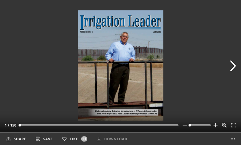 Screenshot of flipbook PDF reader for Irrigation Leader June 2017