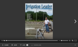 Screenshot of flipbook PDF reader for Irrigation Leader July/August 2017