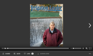 Screenshot of flipbook PDF reader for Irrigation Leader October 2017