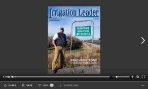 Screenshot of flipbook PDF reader for Irrigation Leader Washington State Edition October 2017