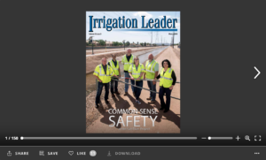 Screenshot of flipbook PDF reader for Irrigation Leader March 2018