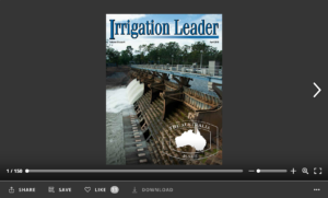 Screenshot of flipbook PDF reader for Irrigation Leader April 2018