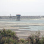 Photo of a reservoir with low water