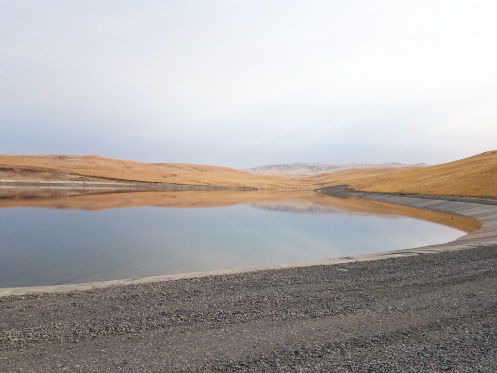 Photo of the reregulation reservoir at 20 percent capacity