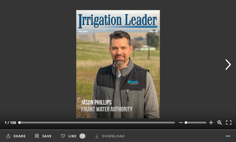 Screenshot of flipbook reader for Irrigation Leader February 2019